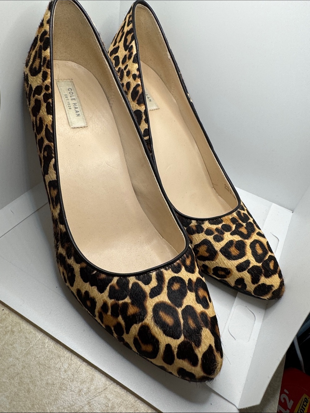 Cole Haan Leopard-Print Pointed Toe Pumps in Brown and Black